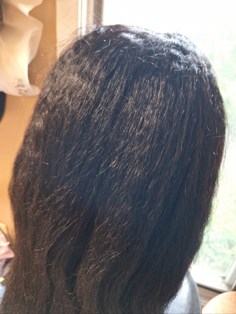 20 inch human hair wig - very dense black hair Natural Part NEW - Picture 3 of 3